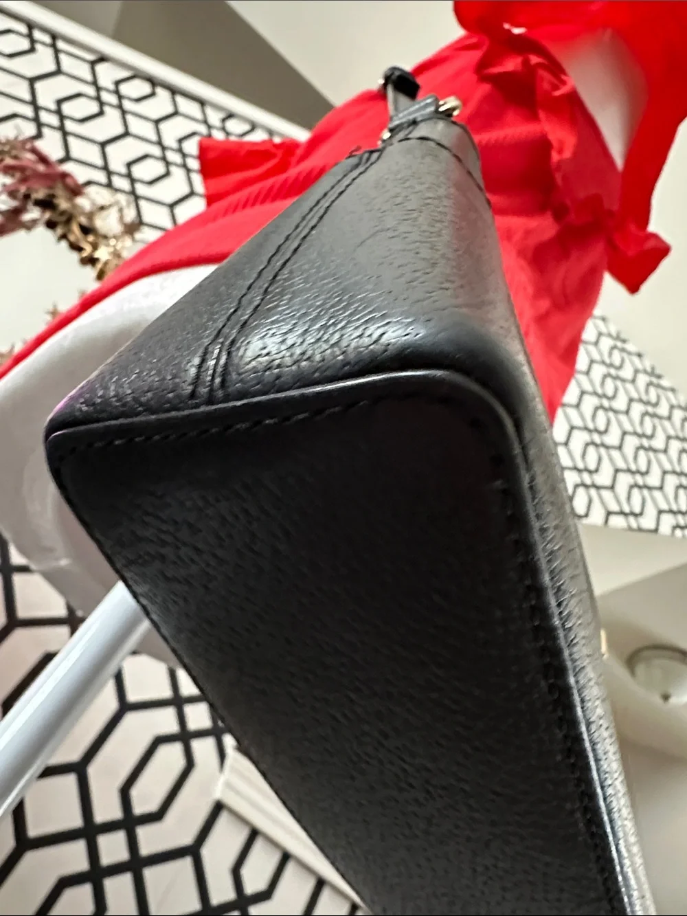 kate spade Black Leather Crossbody with Gold Plaque